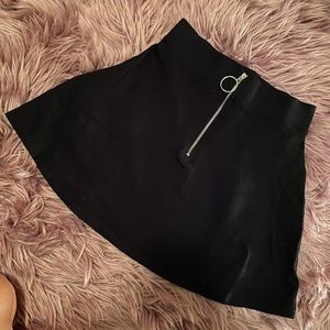 Black Zipper Skater Skirt